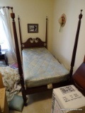 (UPBR1) ONE OF A PR. OF BIGGS TWIN BEDS, ONE OF A PAIR OF MAHOGANY BIGGS 4 POSTER TWIN BEDS, BROKEN
