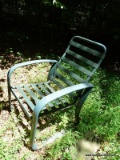 (OUT) ALUMINUM PATIO CHAIR; NEEDS CUSHIONS AND MEASURES 25 IN X 27 IN X 38 IN
