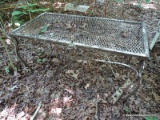 (OUT) METAL MESHED WIRE TOP COFFEE TABLE; HAS MAPLE LEAF PATTERN. MEASURES 32 IN X 16 IN X 17 IN