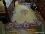 (DBR) CHINESE RUG; HAND SCULPTED AND TUFTED CHINESE RUG -IVORY AND MAUVE WITH PASTEL FLOWERS- 9 FT 2