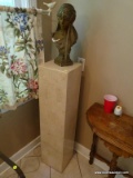 (MBATH) COMPOSITION PEDESTAL; COMPOSITION MARBLE PEDESTAL- 10 IN X 10 IN X 42 IN- INCLUDES AN ART