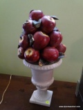 (FAM) PORCELAIN APPLE BUSHEL FIGURINE; HAS AN URN BASE WITH A LARGE BUSHEL OF APPLES ON TOP. HAS