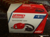 (KIT) COLEMAN QUICKPUMP; HAS A 120V CAPACITY AND IS IN THE ORIGINAL BOX! GREAT FOR CAMPING TRIPS