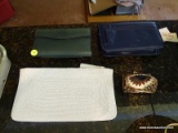 (KIT) LADIES WALLET LOT; INCLUDES A PEACOCK FEATHER COIN PURSE, A BRAND NEW ROLFS COWHIDE WALLET, A