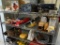 SHELF LOT; INCLUDES A SPONGE, A PAINT TRAY, FUEL FILTERS, CEMENT FLOATS, ETC.