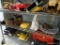 SHELF LOT; INCLUDES A SPONGE, A DUST BROOM HEAD, HACKSAW, AND MORE!