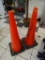 TRAFFIC CONES; PAIR OF ORANGE CONES WITH BLACK BASES. EACH MEASURES 38 IN TALL