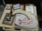LOT OF ASSORTED HOME DECOR ITEMS; LOT INCLUDES AN HEIRLOOM WALL CLOCK, A HAND PAINTED WELCOME SIGN,