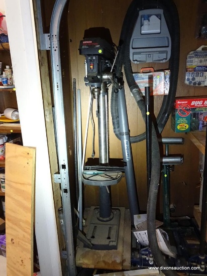 DRILL PRESS; CRAFTSMAN 15 IN DRILL PRESS WITH A 1 HP MOTOR AND 12 SPEEDS. HAS A 5/8 IN CHUCK AND THE