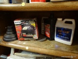 ASSORTED LOT; INCLUDES A PLUNGER HEAD, A VECTOR 12V BATTERY, GRINDING WHEELS, ETC.