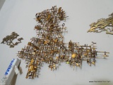 MID-CENTURY MODERN WALL ART; MADE OF BRASS SQUARE HEAD NAILS AND SCRAP PIECES OF BRASS PLATING ALL