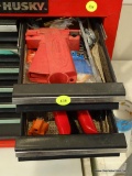 2 DRAWER LOT; INCLUDES PLIERS, TV SET ADAPTERS, A WIRE STRIPPER, ETC.