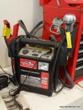 JUMP STARTER; 12 VOLT POWER SUPPLY WITH 1200 PEAK AMPS AND 400 AMP INSTANT STARTING POWER. HAS NOT