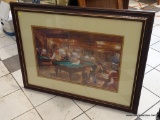 FRAMED JEAN BERAUD PRINT; LARGE FRAMED PRINT TITLED 