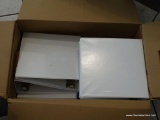 BOX LOT OF BINDERS; BOX CONTAINING 6 WHITE WILSON-JONES 3 IN 3 RING BINDERS.