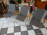 SET OF ZIP DEE FOLDING CHAIRS; SET OF 3 ZIP DEE FOLDING CHAIRS WITH CHROME FINISH FRAME, WOOD ARM