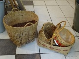LOT OF ASSORTED BASKETS; LOT INCLUDES 4 BASKETS. ONE HAS APPLES ON IT AND IS SIGNED 