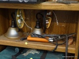 SHELF LOT TO INCLUDE: (2) CONTEMPORARY WALL LIGHT FIXTURES, (4) BLACK RUBBER BUNGEE CORDS & HEDGE