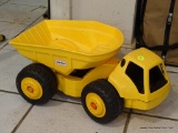 LITTLE TIKES TOY TRUCK; PLASTIC YELLOW CONSTRUCTION TRUCK TOY.