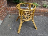 ROUND RATTAN TABLE BASE; MADE IN THE PHILIPPINES EXCLUSIVELY FOR DON O. TICKLE IMPORTS. HAS TAG ON