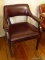 (DR) OFFICE CHAIR; HON OAK FAUX LEATHER ARMED OFFICE CHAIR WITH BRASS STUDS- 24 IN X 20 IN X 30 IN