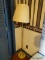 (BR2) FLOOR LAMP; BRASS LAMP WITH A CLOTH PLEATED SHADE. MEASURES 5 FT TALL.