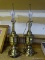 (ATTIC) PAIR OF LAMPS; PAIR OF BRUSHED METAL LAMPS WITH HARPS AND URN STYLE BODIES. MEASURE 25 IN