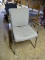 (ATTIC) CHAIR; CHROME AND WOOD OFFICE CHAIR- UPHOLSTERY ISSUES- 21 IN X 21 IN X 34 IN