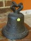 (KIT) CAST IRON BELL; IS IN GOOD USED CONDITION BUT NEEDS A CLAPPER. MEASURES 8 IN X 9 IN
