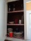 (KIT) CABINET LOT; INCLUDES ASSORTED PLATES AND BOWLS, VASES, A CHEESE GRATER, COFFEE MUGS, ETC.