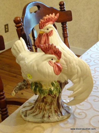 (DR) LARGE FIGURAL CHICKEN; CERAMIC FIGURAL CHICKEN. MEASURES 17 IN TALL