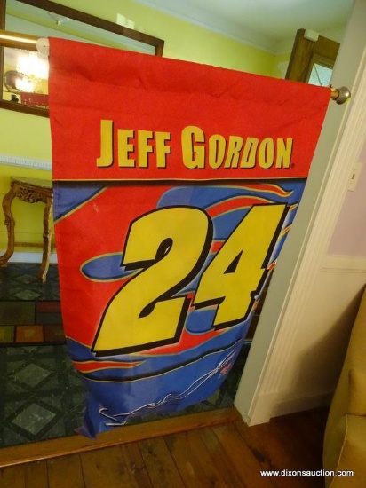 (LR) NASCAR FLAG; "JEFF GORDON #24" OUTDOOR FLAG ON POLE. IS IN VERY GOOD CONDITION!
