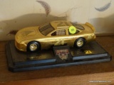 (FMR) NASCAR DIE-CAST CAR; NASCAR #21 GOLD PLATED 1/24 SCALE DIE-CAST CAR ON STAND ( 50TH