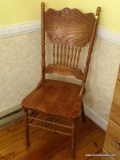 (DR) OAK PRESSED BACK CHAIR- STRONGSON OAK PRESSED BACK CHAIR- 18 IN X 17 IN X 44 IN