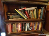 (FMR) BOOK LOT; 2 SHELVES OF BOOKS- RELIGIOUS BOOKS AND NOVELS BY PATRICIA CORNWELL, SUSAN CRANDALL,