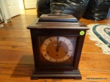 (BR2) VINTAGE SETH THOMAS MANTLE CLOCK; HAS A MAHOGANY CASE AND IS IN VERY GOOD CONDITION. MEASURES
