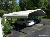 (OUT) CARPORT; ALUMINUM CARPORT THAT HOLDS UP TO 2 CARS. MEASURES APPROXIMATELY 18 FT X 20 FT 2 IN X