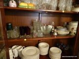 (DR) SHELF LOT; INCLUDES 6 RUBY RED CORDIALS, 4 POINSETTIA MUGS, SALAD BOWLS, 8 JOHNSON BROS