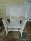 (OUT) WICKER ROCKING CHAIR; 1 OF A PAIR OF WICKER ROCKING CHAIRS IN EXCELLENT CONDITION. MEASURES 2
