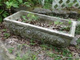 (OUT) CONCRETE PLANTER;; RECTANGULAR PLANTER BOX IN GOOD USED CONDITION. MEASURES 2 FT 5 IN X 1 FT 2