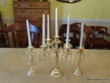 (DR) 3 PIECE CANDELABRA SET; INCLUDES A 4 ARMED CANDELABRA WITH PRISMS (11 IN X 16 IN), AND A PAIR