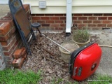 (OUT) MISC.. LOT; MISC. LOT INCLUDES CHARCOAL GRILL IN NEED O TLC, METAL FOLDING CHAIR AND 2 PLASTIC