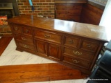 (FMR) CHERRY COUNTER; CHERRY FAUX FRONT DRESSER COUNTER- FAUX FRONT DRAWERS AND DOORS- OPEN BACK-