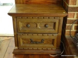 (FMR) 2 DRAWER STAND; MEDITERRANEAN STYLE PECAN FINISHED 2 DRAWER STAND- DRAWERS ARE DOVETAILED WITH