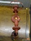 WALL HANGING LAMP; RED AND BLACK PAINTED WALL SCONCE STYLE LAMP IN VERY GOOD CONDITION. JUST NEEDS A