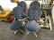 SET OF VINTAGE DINING CHAIRS; SET OF 4 CHAIR WITH ROUND BLUE UPHOLSTERED BUTTON TUFTED BACK, AND