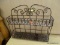 BATHROOM WALL SHELF; METAL AND WICKER 2 TIER WALL SHELF IN VERY GOOD CONDITION. MEASURES 1 FT 5 IN X