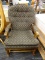 ROCKING CHAIR; DIAMOND PATTERN UPHOLSTERED AND OAK ROCKING CHAIR. HAS REMOVABLE SEAT AND BACK