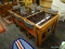 MID-CENTURY MODERN DINING SET; 8 PIECE SET TO INCLUDE A LONG MCM WOOD TABLE WITH 3 RECTANGULAR