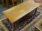 VINTAGE WOODEN COFFEE TABLE; SOLID WOOD PEG CONSTRUCTED RECTANGULAR COFFEE TABLE WITH TAPERED BLOCK